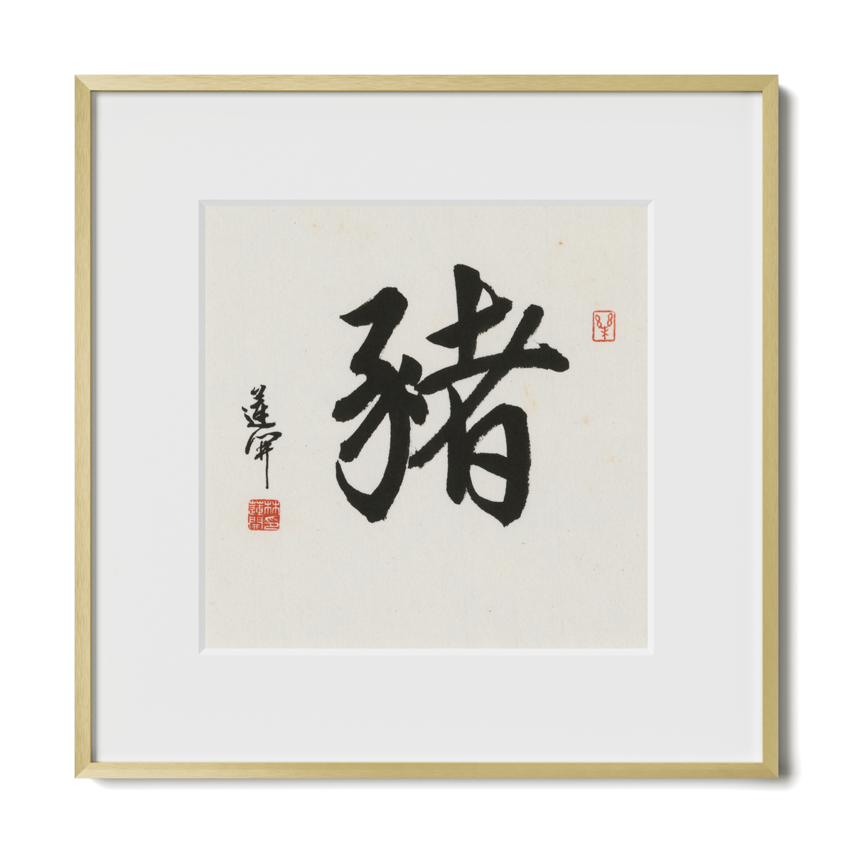 pig-running-12x12-premium-gold-metal